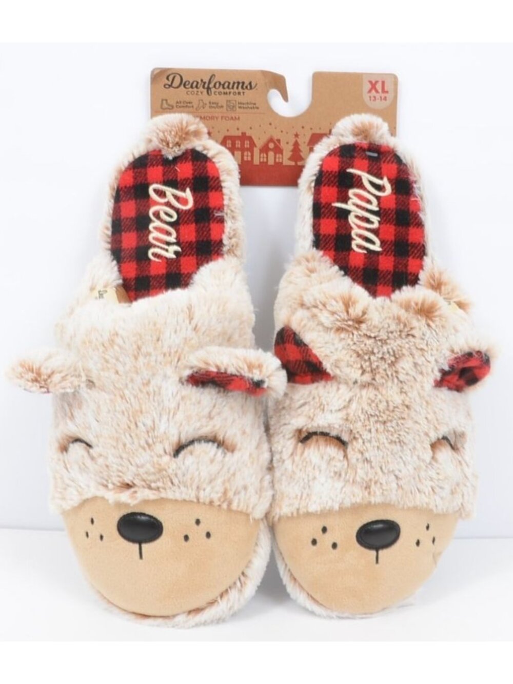 NWT Dearfoams Men's XL 'Papa Bear' Cozy Comfort Matching Family Bear Slippers